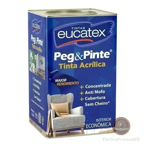 Eucatex Latex Acrílico Peg Pint 18litros Acabamento Fosco Cor Branco Neve