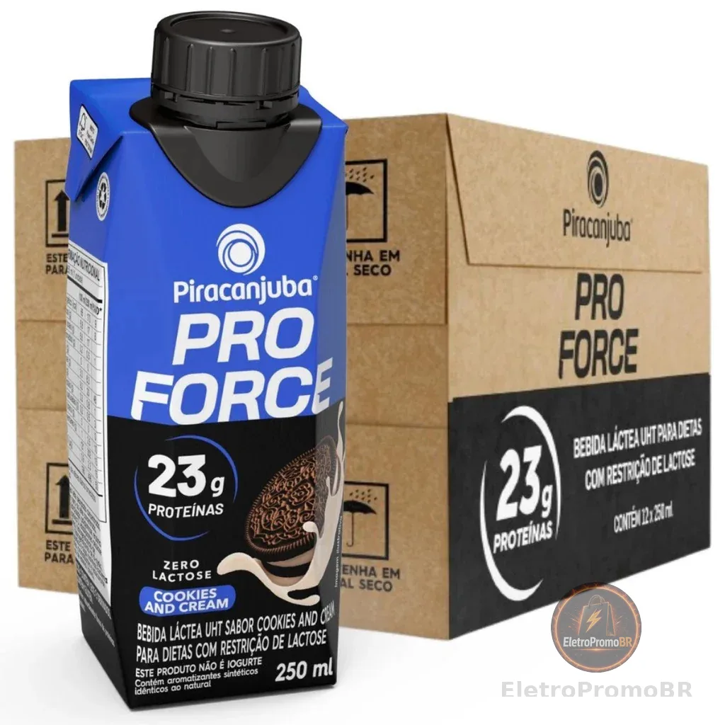 Kit 12 Bebida Piracanjuba ProForce Cookies and Cream 23g Proteina 250ml