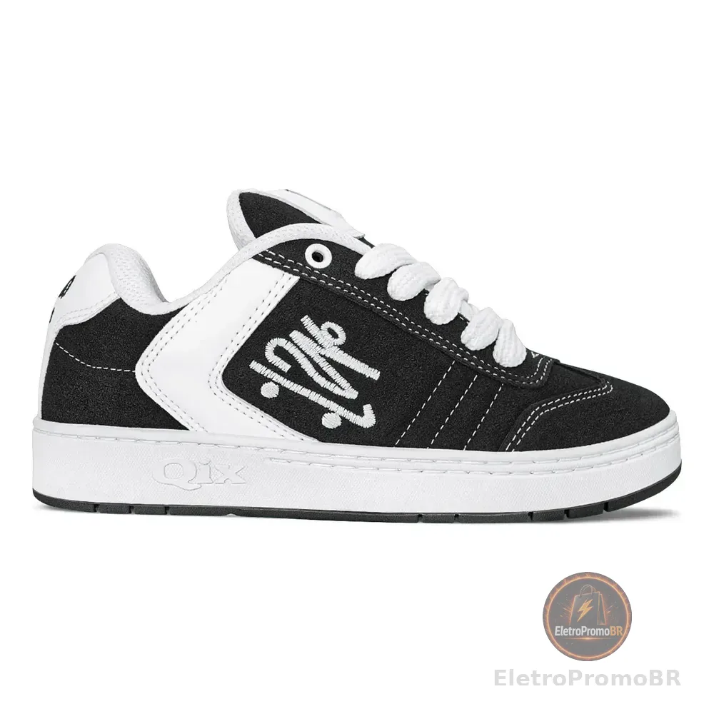 Tênis Qix Unissex Camurça Chorão Lado B | Várias Cores Preto/branco 41 Br