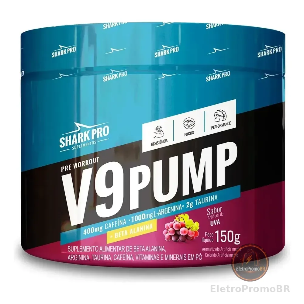 V9 Pump Pré Treino Pote 150g Shark Pro Sabor Uva