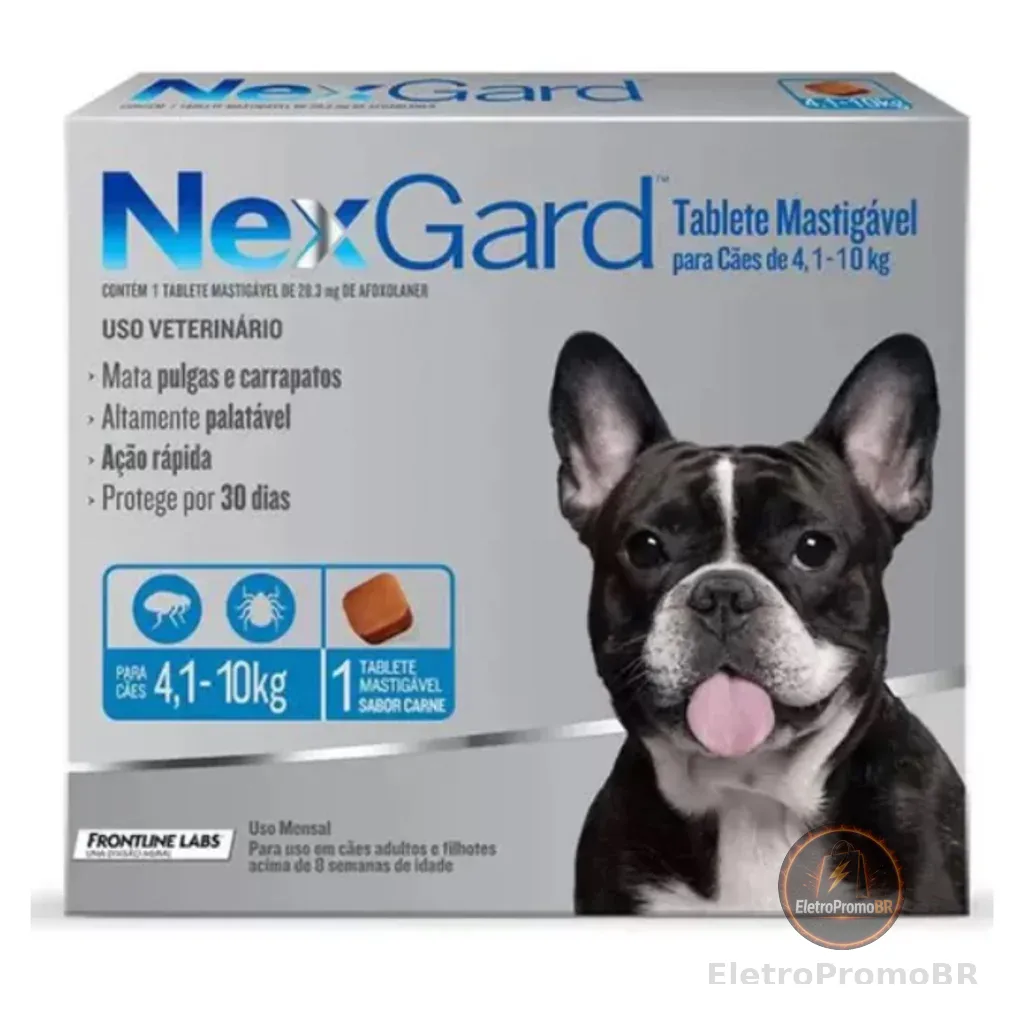 Antipulgas E Carrapatos Nexgard 4 A 10kg Com 1 Comp Nex Gard
