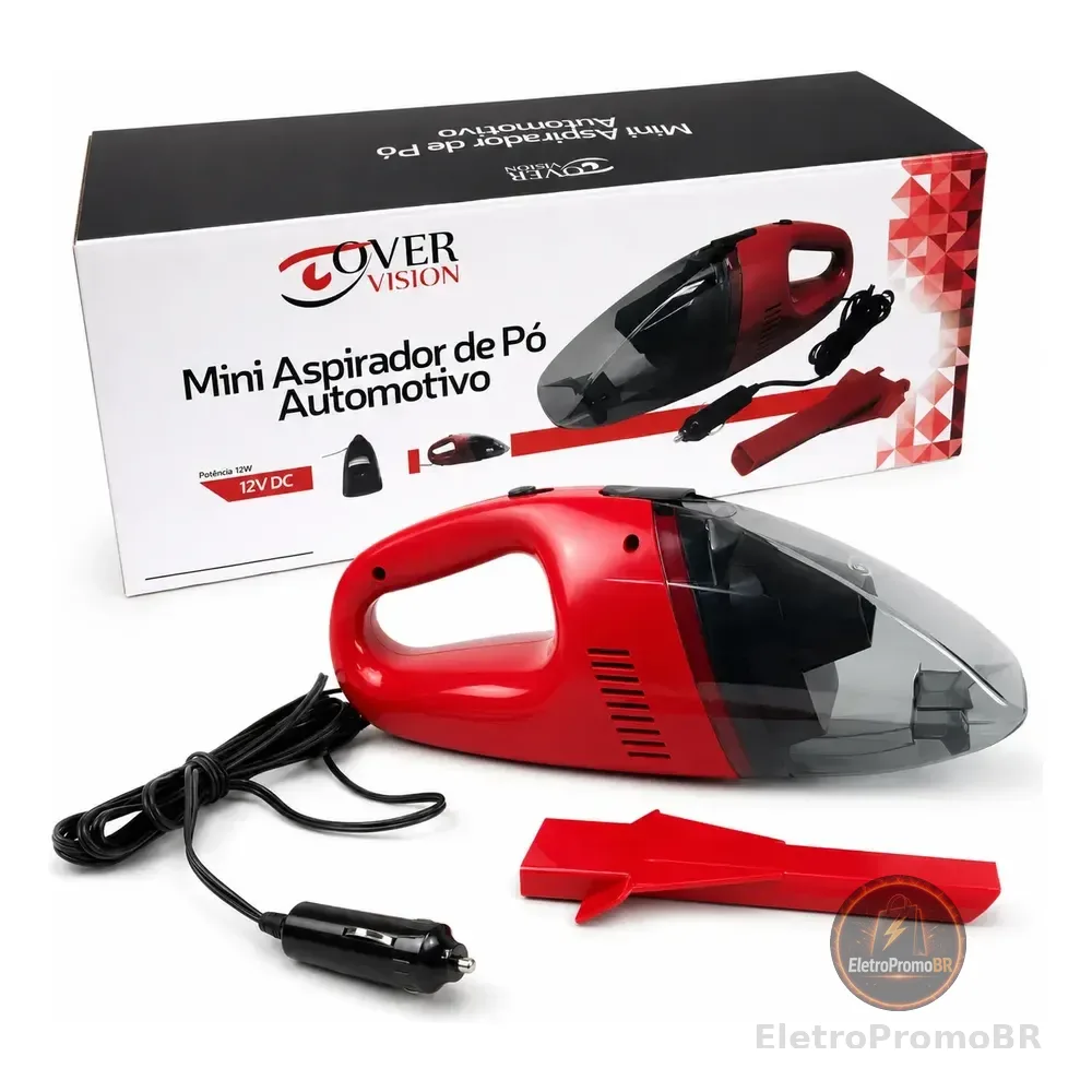 Mini Aspirador Pó Portátil Automotivo 12v Vermelho Vermelhoo