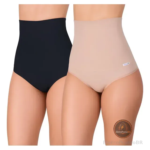 2 Cintas Modeladoras Calcinha Cós Alto Redutora Zero Barriga