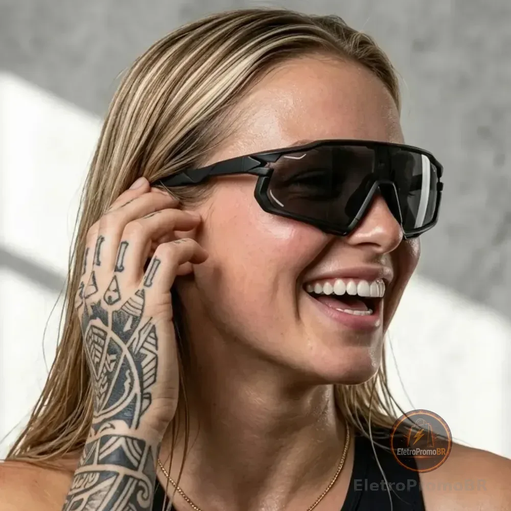 Oculos De Sol Esportivo Corrida Runner Run Pace Polarizado Anti Reflexo Premium Uv400 Pedal Futevolei Ciclismo Baixa Pedal Preto