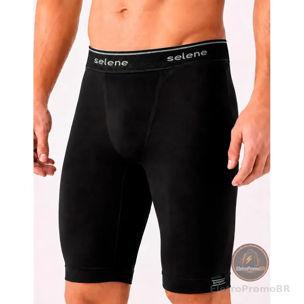 Bermuda Térmica Masculina Selene Compressão Fitness Academia Preto Liso G - 42 A 44