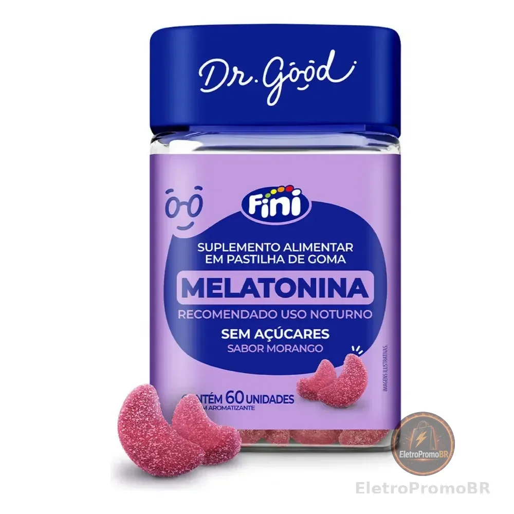 Melatonina Em Gomas Morango Suplemento Fini Dr Good 60un Morango