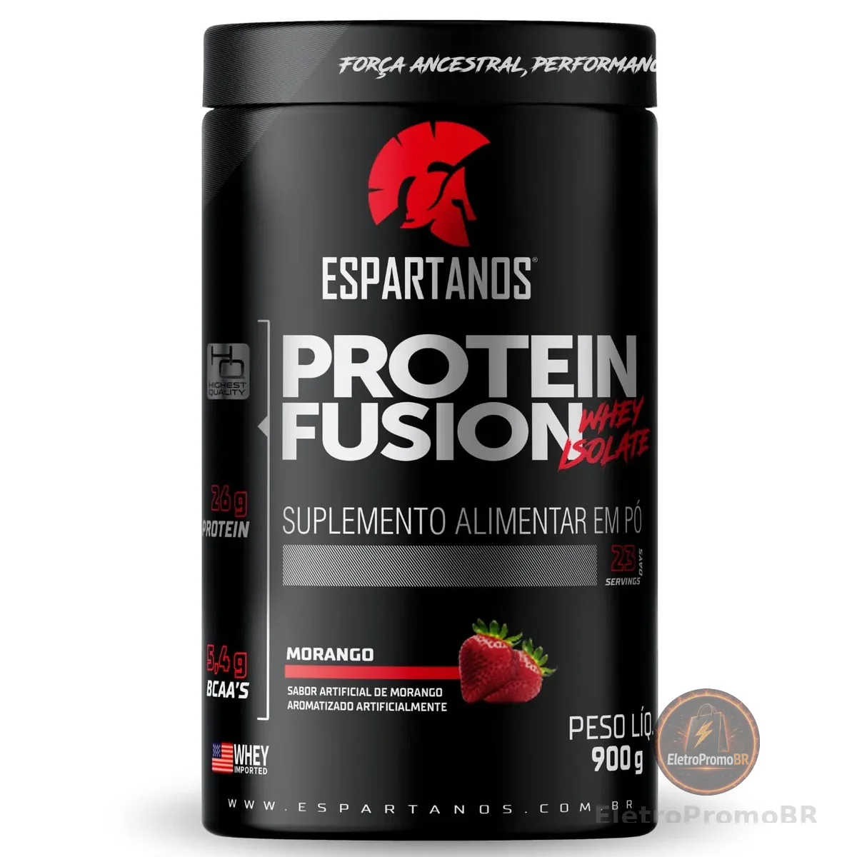 Whey Protein Fusion Isolate Morango 900g - Espartanos