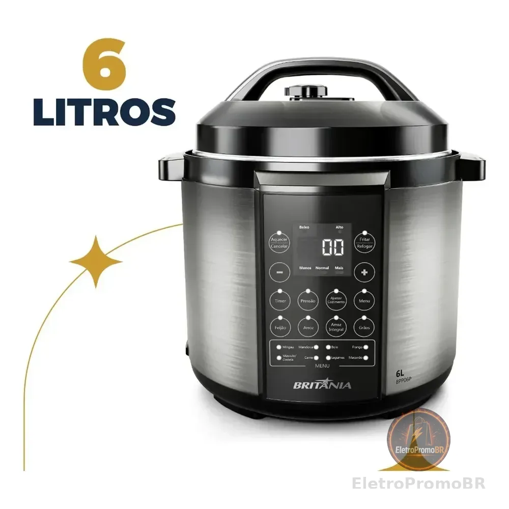Panela Pressão Britânia Bpp06p Preto Com Inox 127v
