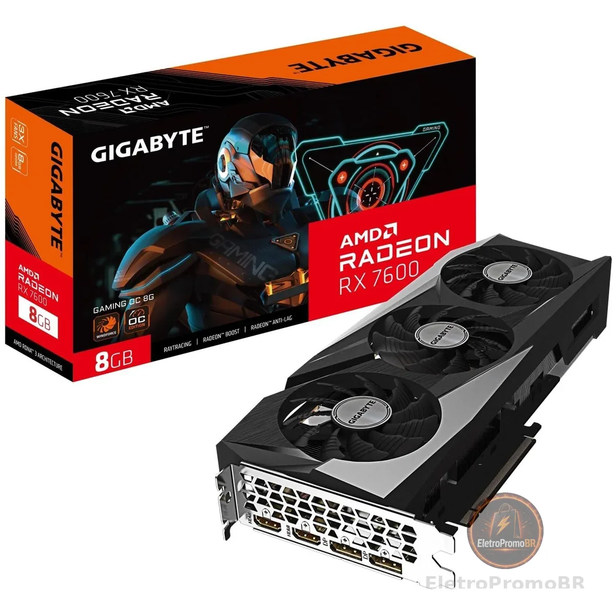 Placa de Video Gigabyte RX 7600 Gaming OC, 8gb, GDDR6 - GV-R76GAMING-OC-8GD
