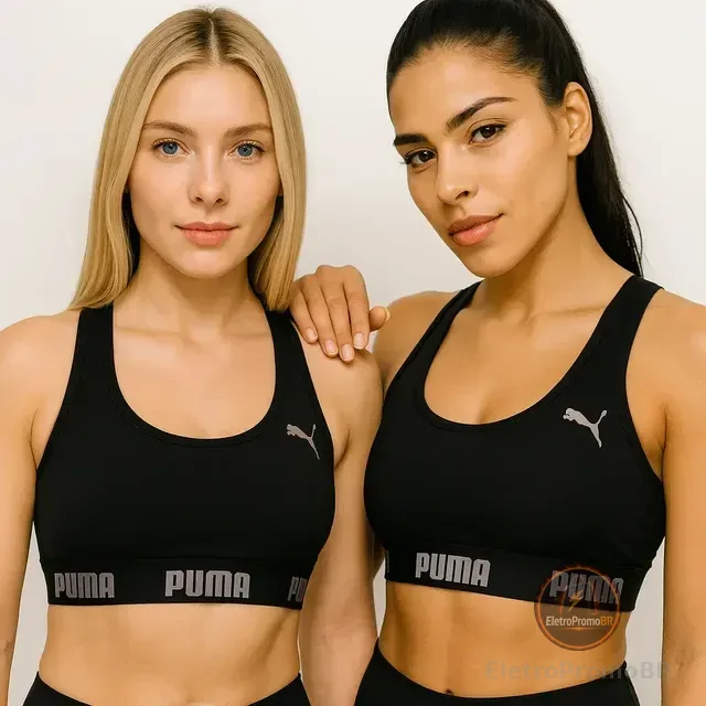 Kit 2 Tops Puma Original Alta Sustentação Academia Fitness
