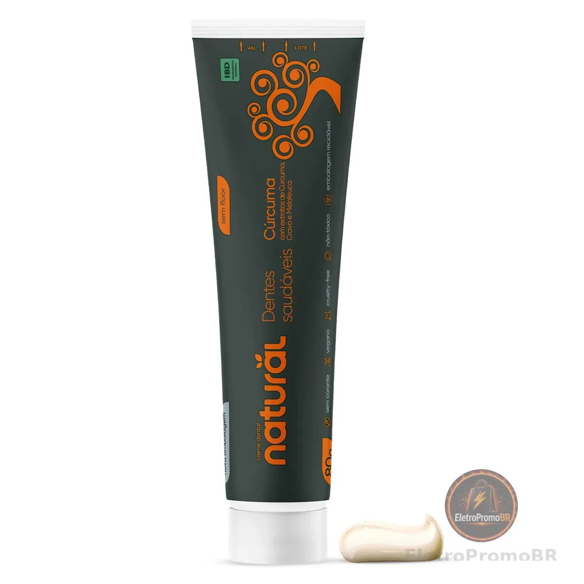 ORGÂNICO NATURAL Creme Dental Natural com Extratos de Cravo, Cúrcuma e Melaleuca - Pasta de Dentes Sem Flúor e Químicas Desnecessárias - Frescor Prolongado - Vegano - 80g
