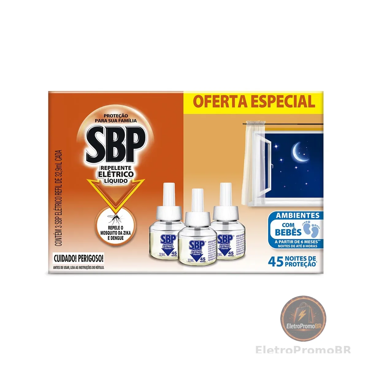 Repelente Líquido Elétrico SBP Refil - Caixa c/ 3 Unidades 32,9ml cada