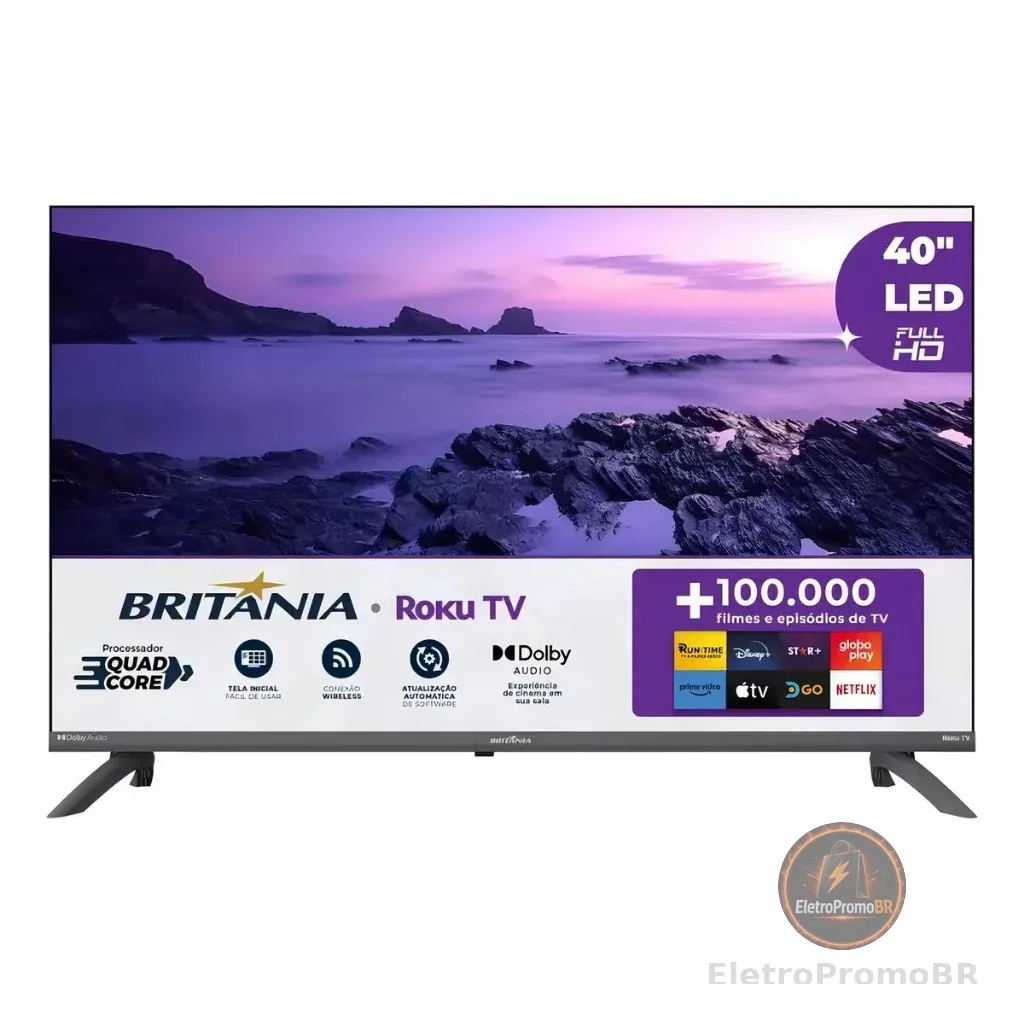 Smart TV 40” Britânia B40CRA Full HD Wi-Fi HDMI USB Conversor Digital