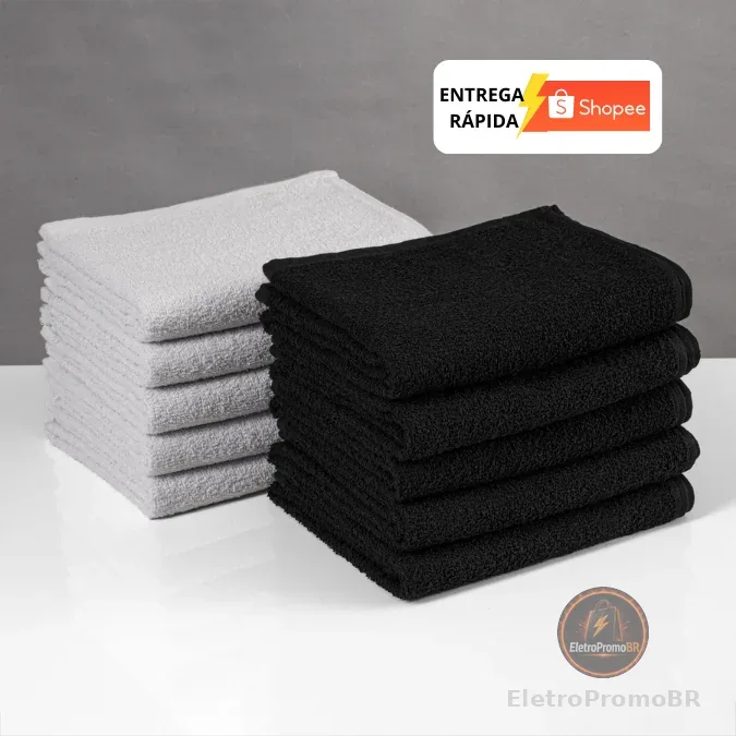 Kit 10 Toalhas Rosto Salão Beleza Barbearia Manicure Algodão Uso Profissional Resistente Lavagens