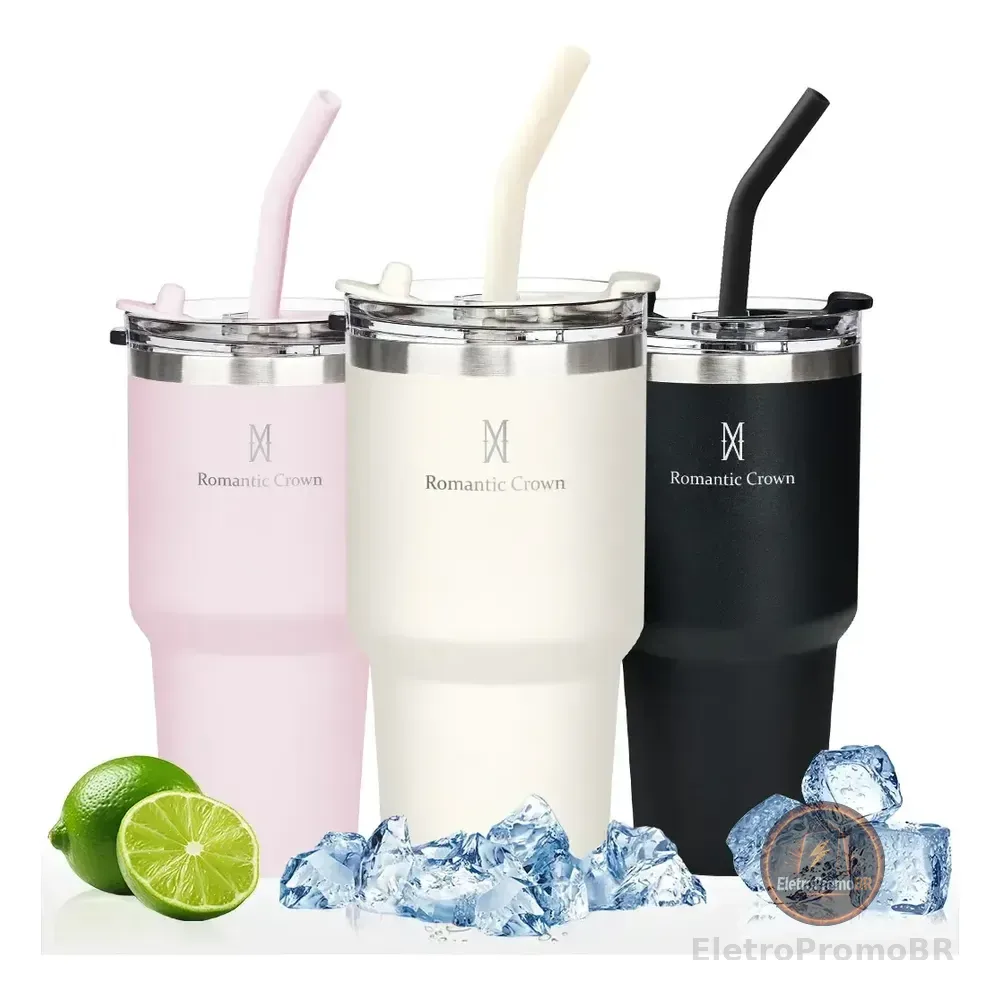 Copo Térmica 600ml Inox Anti-vazamento Para Café/chá/bebidas Branco Lisa