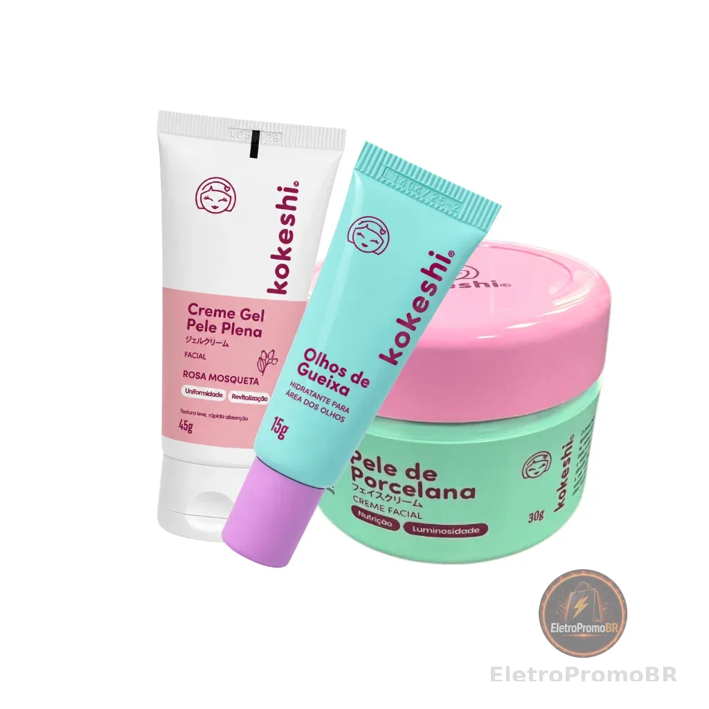 Kit Hidratação Pele de Porcelana + Olhos de Gueixa +  Pele Plena Kokeshi