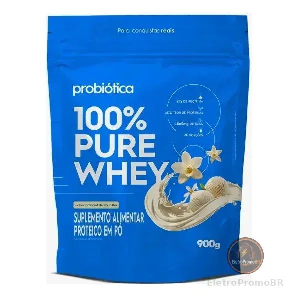 Whey Protein 100% Pure Sabor Baunilha Refil 900g Probiótica