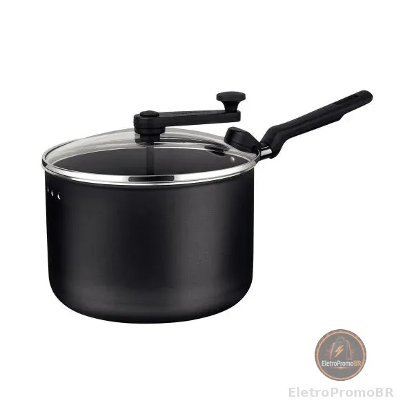 Panela Pipoqueira Grafite Tramontina Antiaderente de Alumínio com Tampa de Vidro 3,5L 20cm Loreto