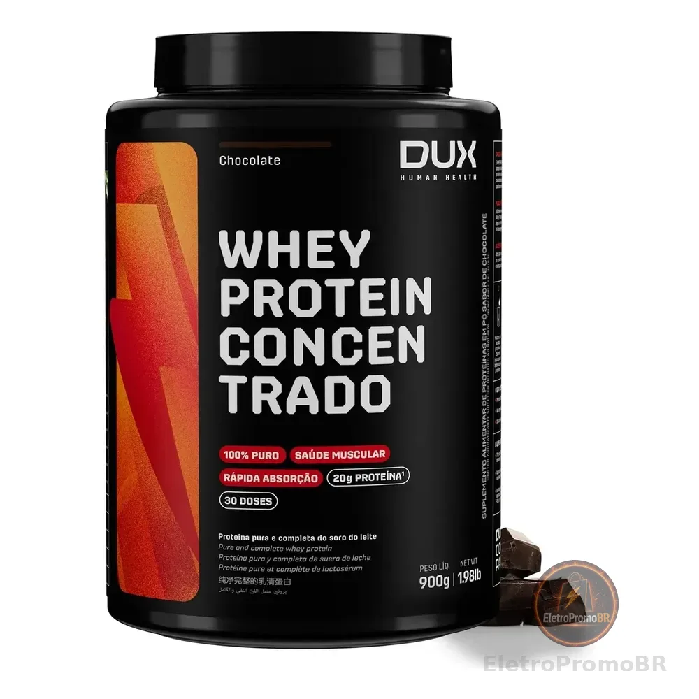 Whey Protein Concentrado Dux Sport Fitness Pó 900g Chocolate Outros
