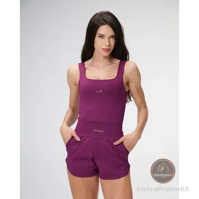 Conjunto Shorts Corrida Academia Bolso Body Polimida Premium