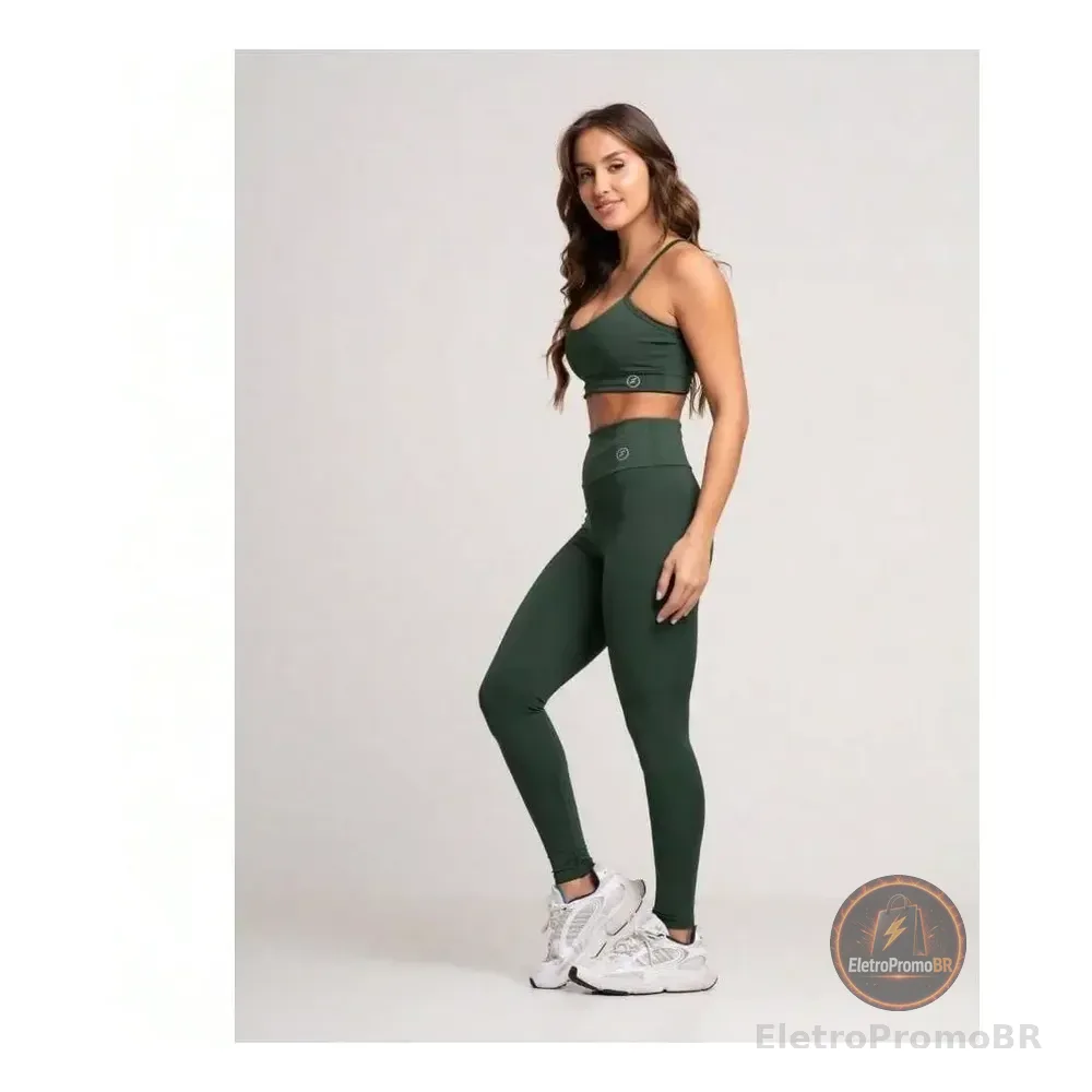 Conjunto Fitness Calça Legging E Top Element Suplex Academia Verde Militar G