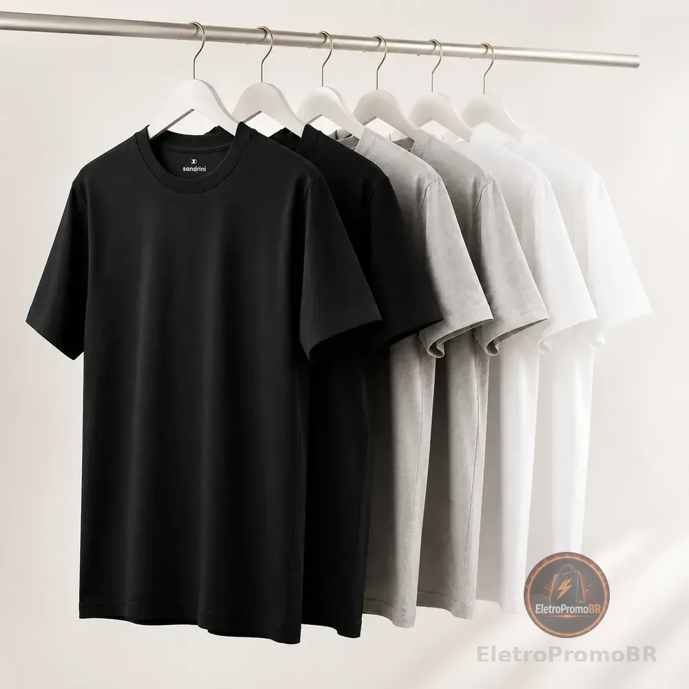Kit 6 Camisetas Algodão Dia Dia Sandrini Básica Conforto Sortidos Gg Lisa