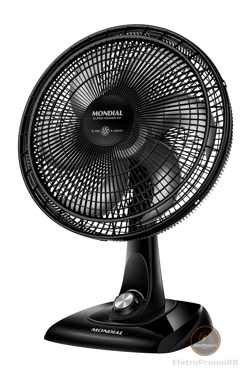 MONDIAL Ventilador de Mesa 40cm Super Power, Preto/Prata, 140W, 110V - VSP-40-B