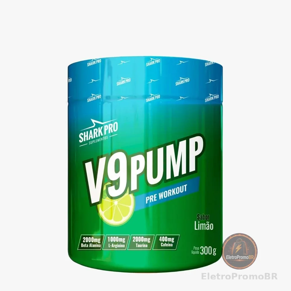 Pré-Treino V9 Pump Pote 300g Shark Pro Refrigerante de Limão