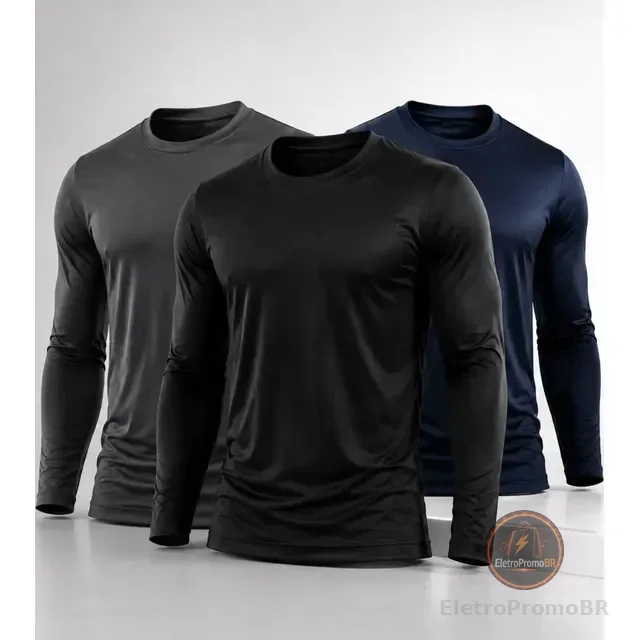 Kit Camisa Masculina Segunda Pele Proteção Solar Uv Dry Fit