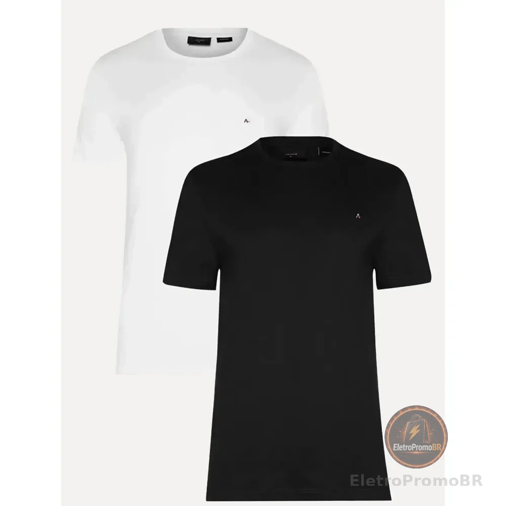 Kit Camisetas Aramis Basic Lisa Preta/branca Preto/branco Xl/gg