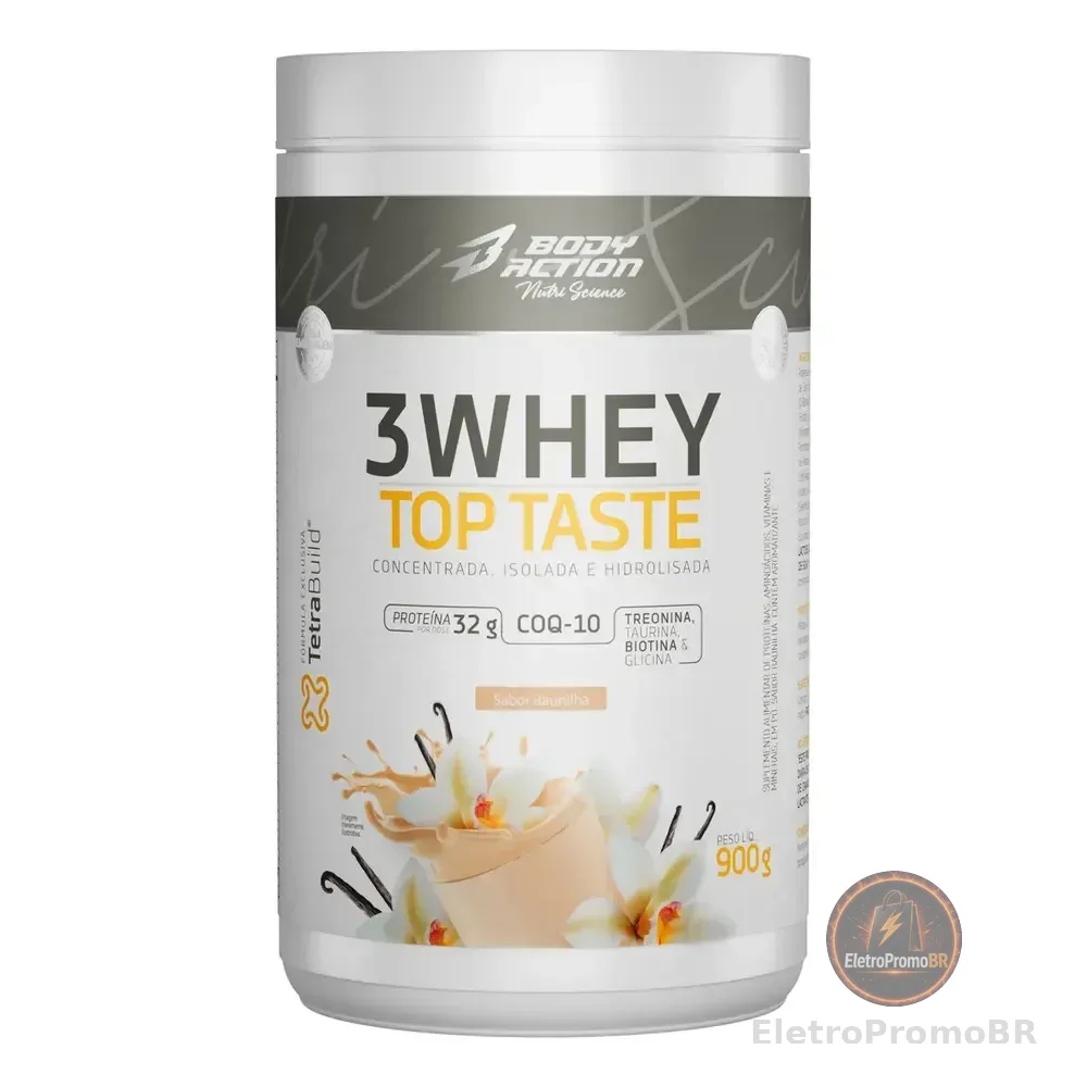 Bodyaction Tradicional Whey 3w Top Taste 900g (concentrado-iso-hidro) - Sabor Baunilha