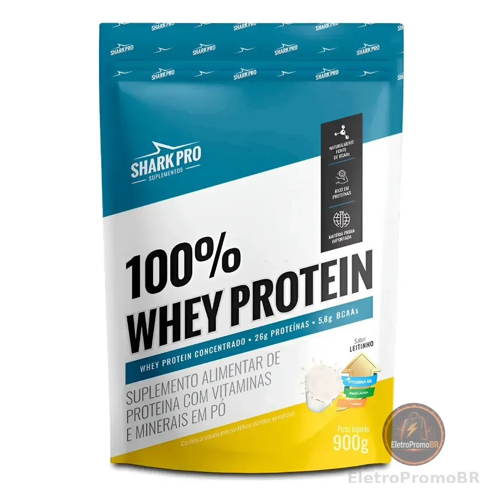 100% Whey Protein Conc Refil 900g Grow Soldiers - Shark Pro Sabor Leitinho Leitezinho