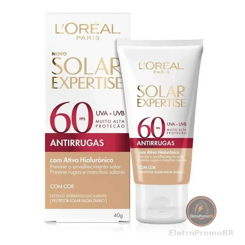 Protetor Solar Facial Antirrugas Com Cor Tom Universal Uniforme Fps60 40g L'oréal París
