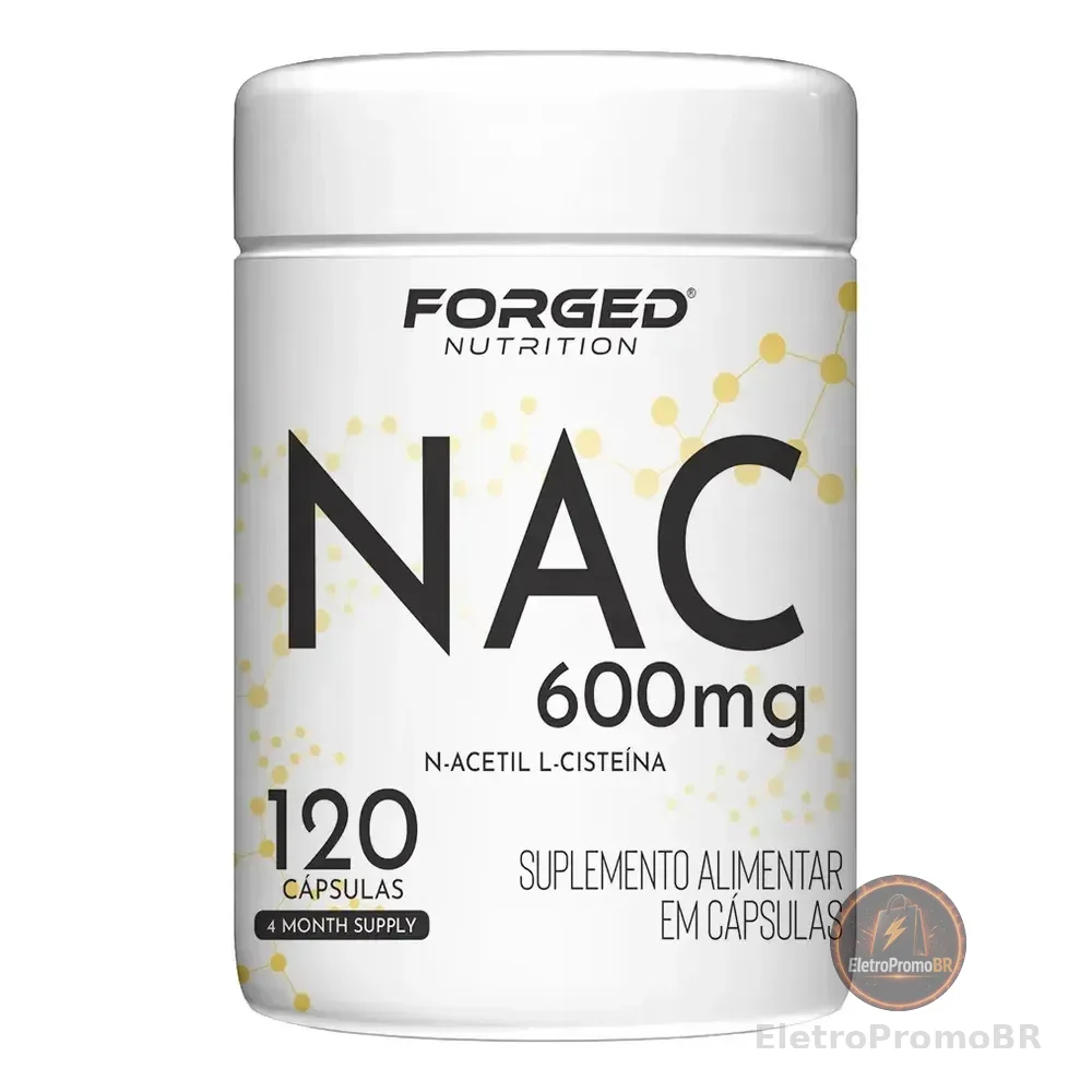 Nac 600mg N-acetil L-cisteína Antioxidante - Fórmula Com Máxima Concentração E Pureza 120 Cápsulas - Forged Nutrition Sem Sabor