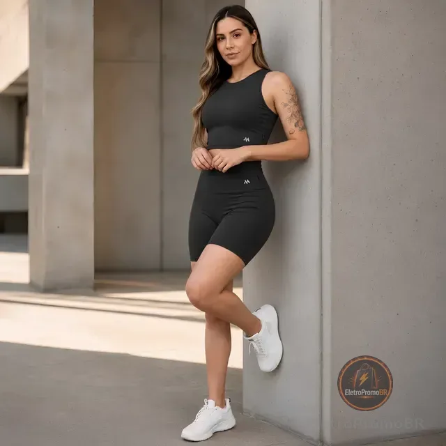 Conjunto Bermuda Fitness Poliéster Zero Transparência