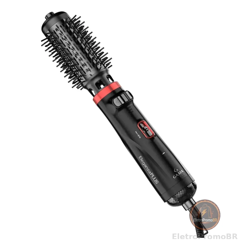 Escova Rotativa Gama Eleganza Plus Antifrizz 3 Em 1 Bivolt Preto 127/220v