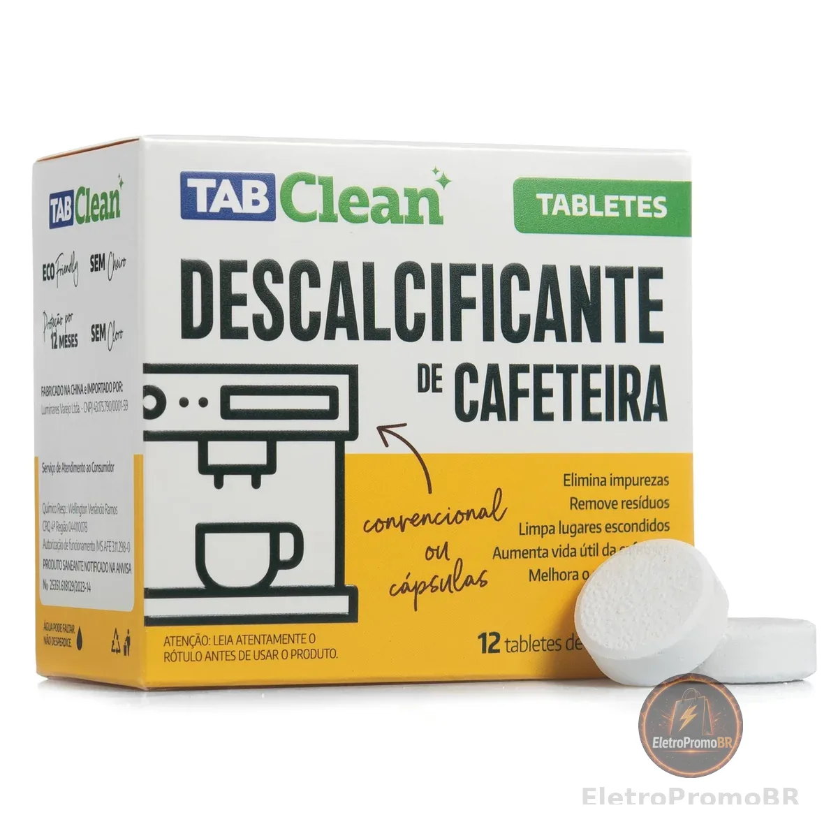 Descalcificante Limpa Maquina de Café Expresso cx c/12 Tabletes de 5g (60g)