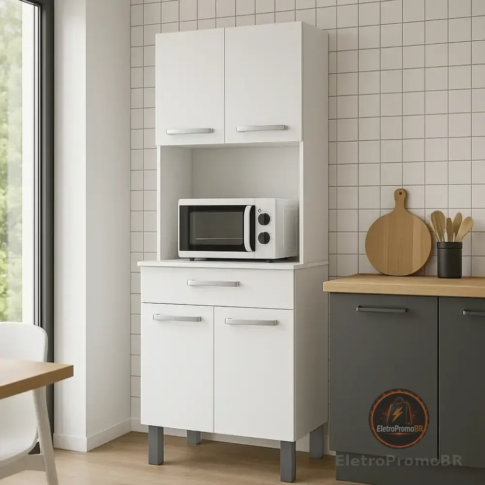 Armário De Cozinha Fiorello Balli Branco 4 Portas 1 Gaveta Mdp