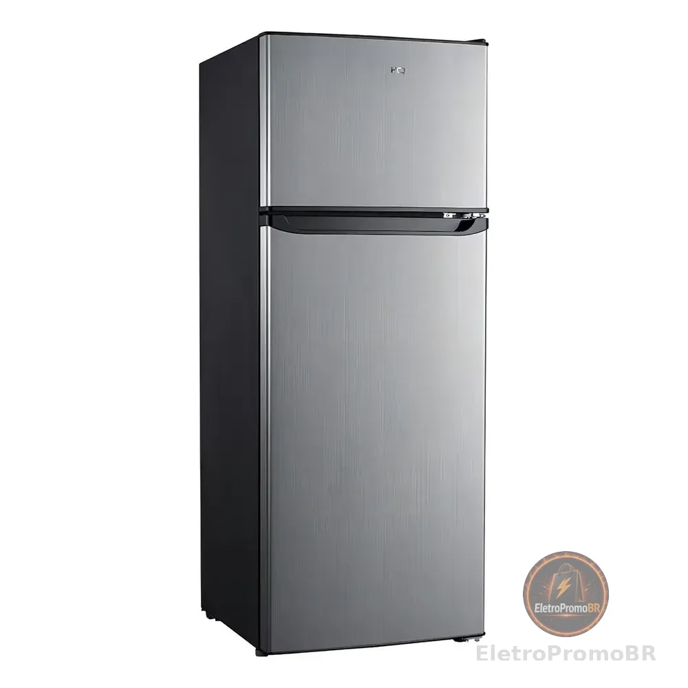 Geladeira Refrigerador Hq Defrost 230l Inox Hq-230rdf Preto/inox 127v