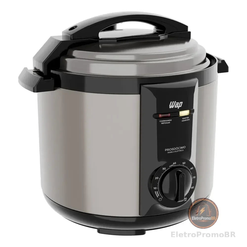 Panela De Pressão Elétrica Wap Wppe2 5 Llitro Antiaderente 900w Inox E Preta