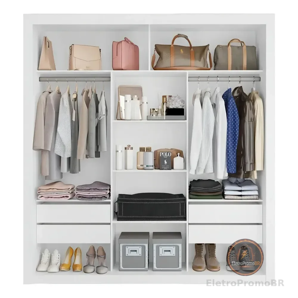 Closet Casal 4 Gavetas 100% Mdf Amoudi Móveis Cor Branco