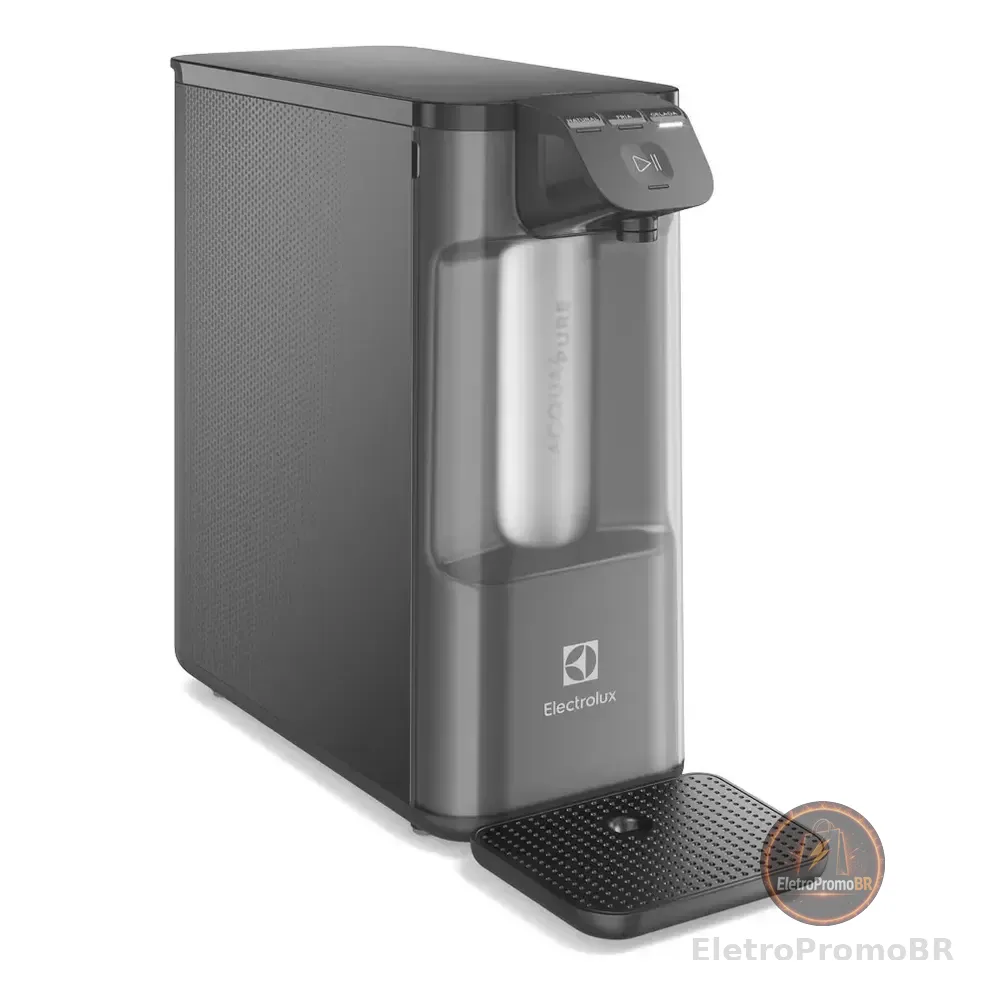 Purificador De Água Gelada Fria E Natural Eletrônico Placa Compacto Electrolux Pe12g Com Filtro Carvão 6 Meses Ou 3000l Painel Touch Cinza 127/220v