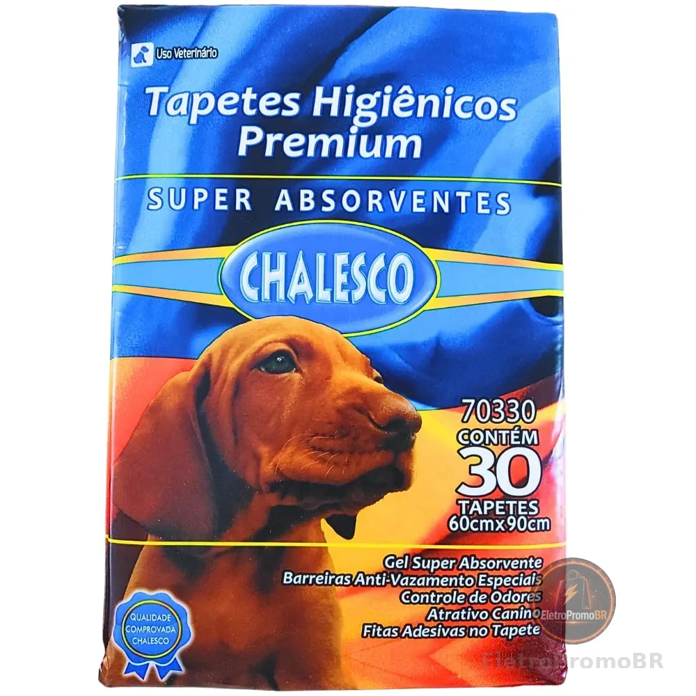 Chalesco Tapete Higiênico Premium para Cães 90 x 60 cm – Super Absorção, Controle de Odores e Base Antivazamento | 30 Unidades