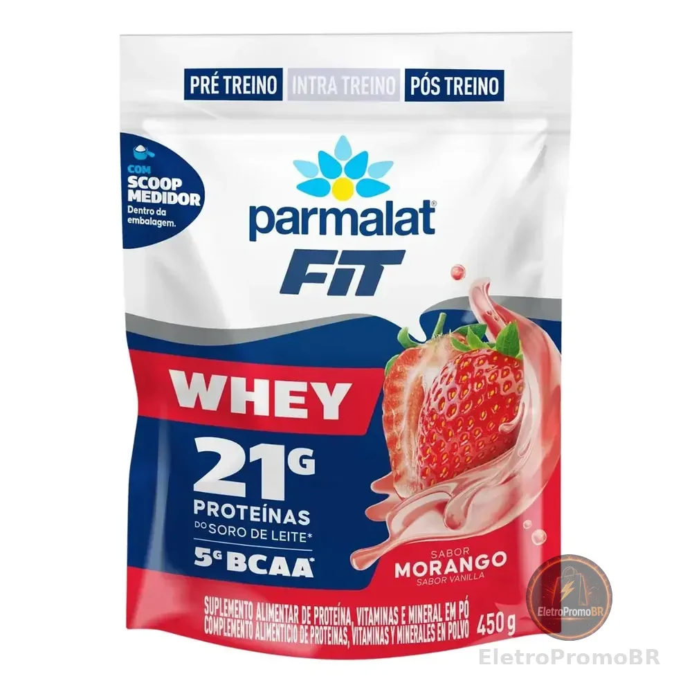 Suplemento Whey Protein Sabor Morango Parmalat Wheyfit 450g