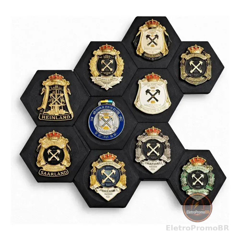 Kit 10 Porta Medalha Hexágono Decoração Parede Expositor Preto