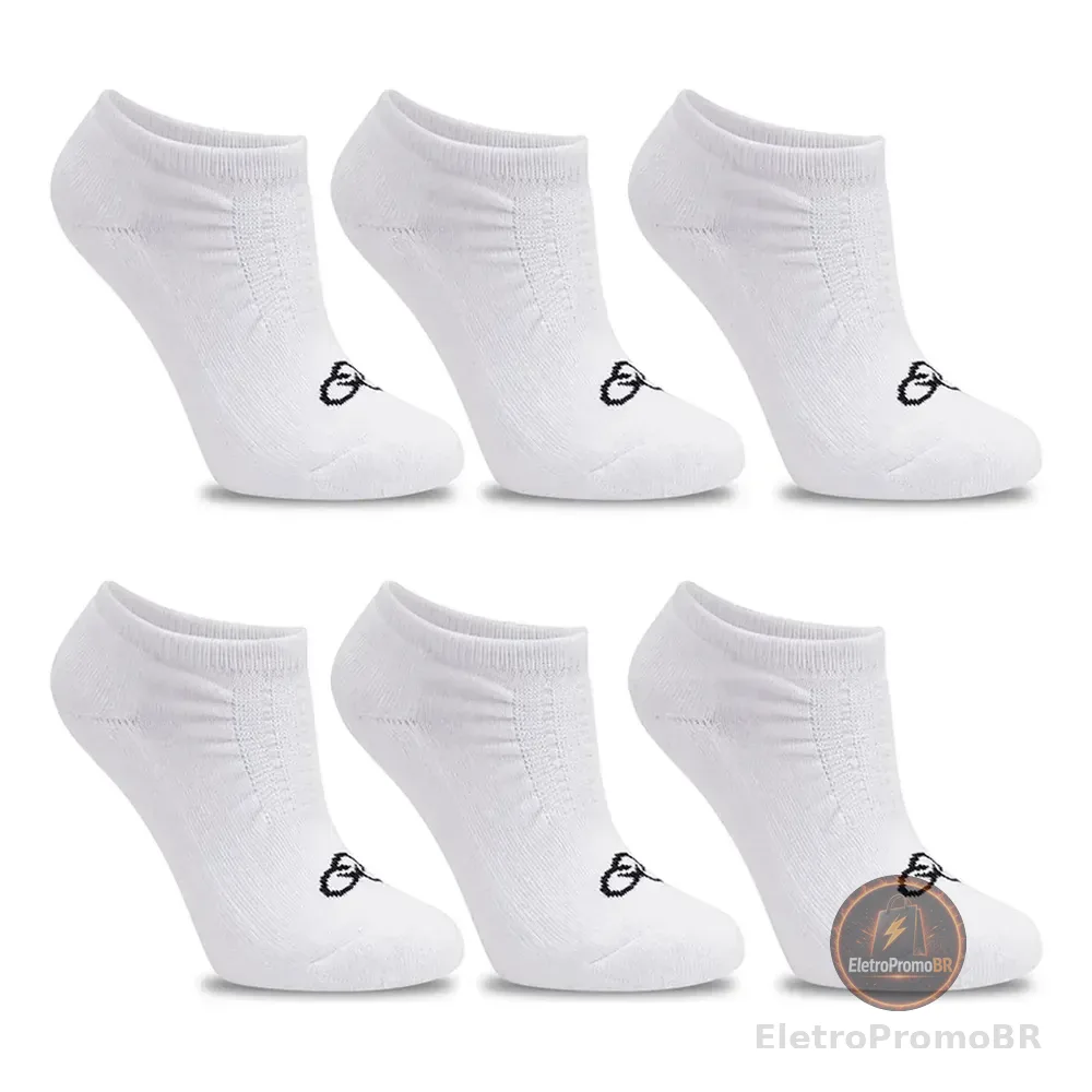 Kit 6 Pares Meia Invisível Olympikus Unissex Confortável Branco Liso 39/44