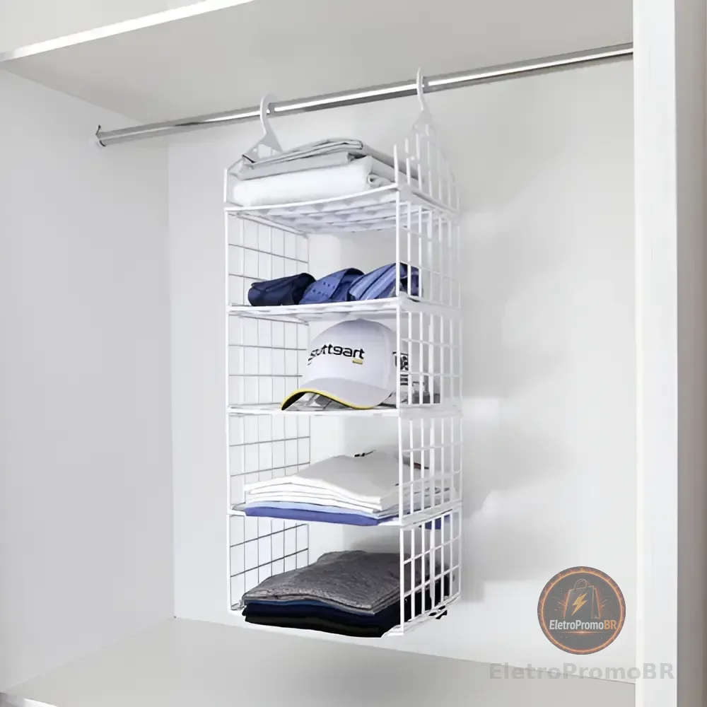 Organizador Vertical Para Guarda Roupa Closet 5 Divisórias Cor Branco