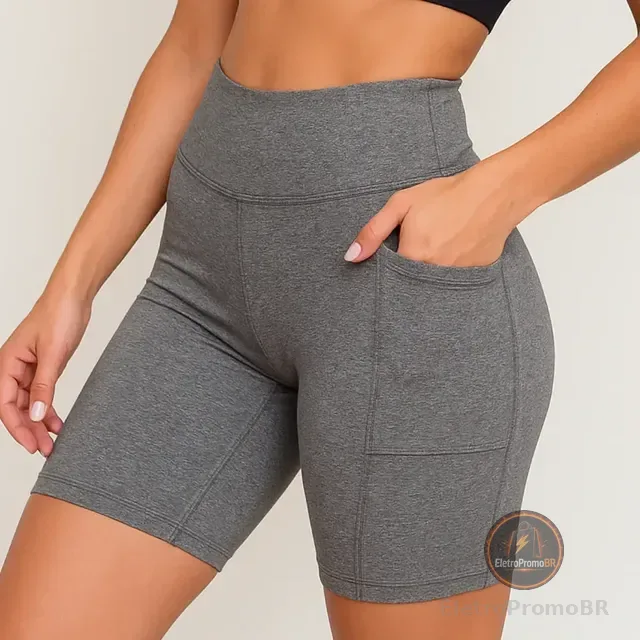 Shorts Feminino Fitness Academia Cintura Alta Suplex