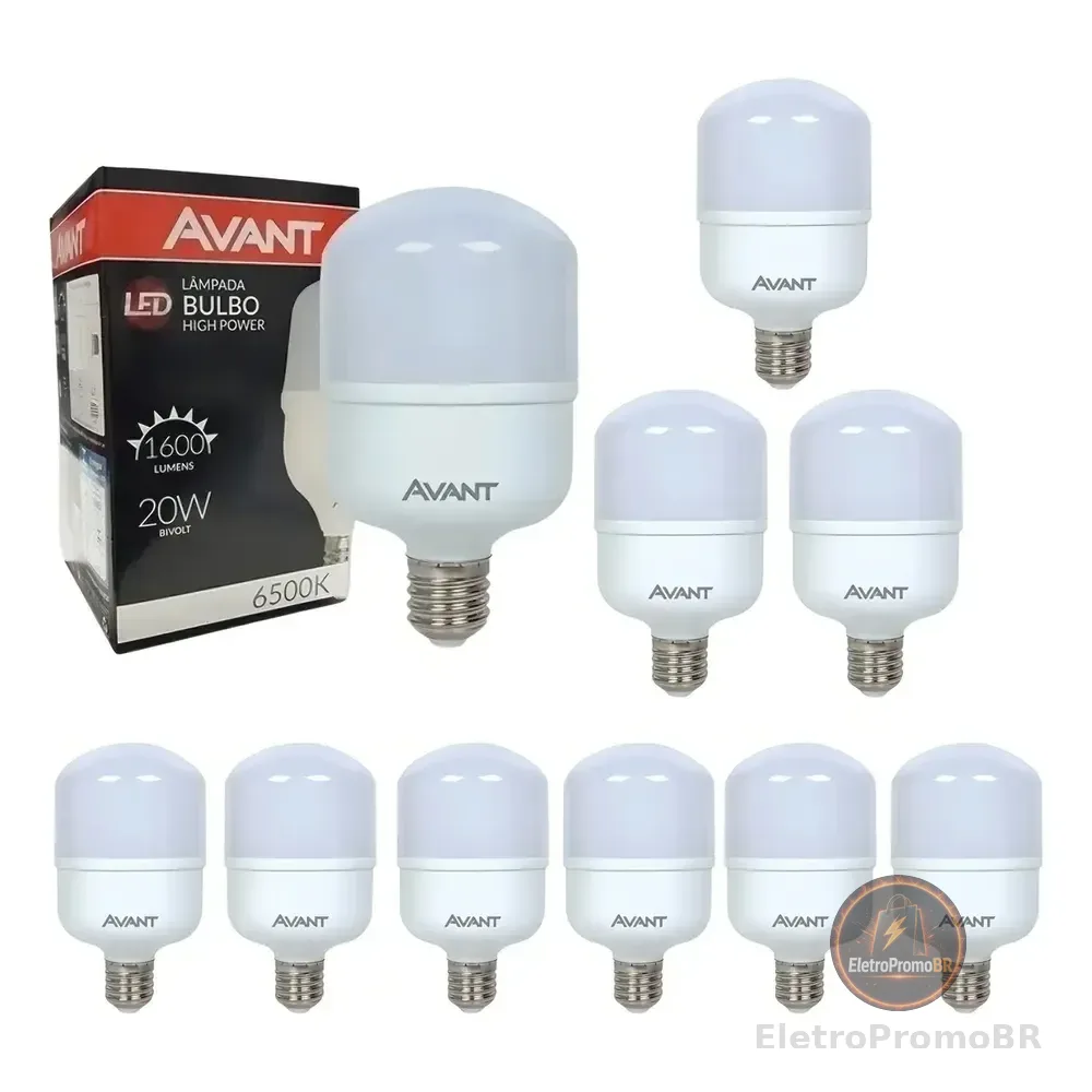 Kit 10 Lâmpadas Led 20w Bulbo 6500k Luz Branca Avant Luz Branco-frio 127/220v