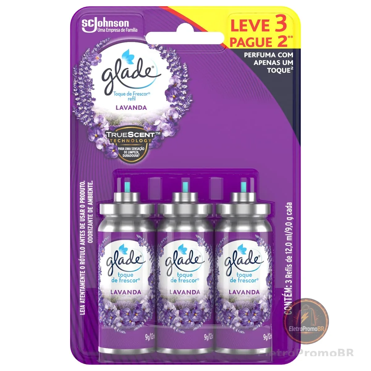 Glade Aromatizador de Ambiente Spray Refil, Odorizador de Ambiente Lavanda, Leve 3 Pague 2, 12ml cada